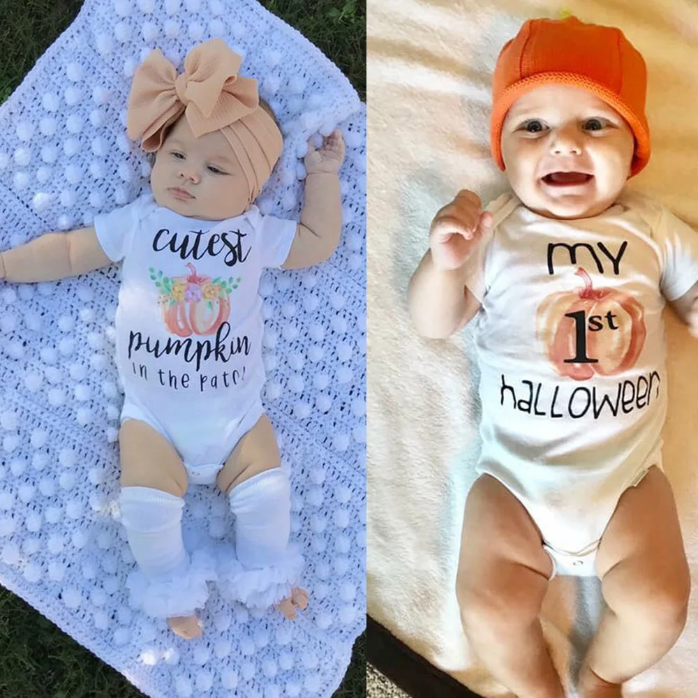 Cutest Pumpkin In The Patch/my First Halloween Newborn Baby Unisex Halloween Costumes Romper Kids Funny Pumpkin Clothes Outfits