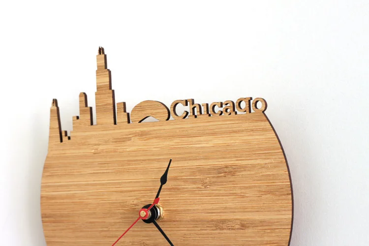 Chicago Skyline Wall Clock Living Room Office Wall Wall Table Quartz Clock City Silhouette