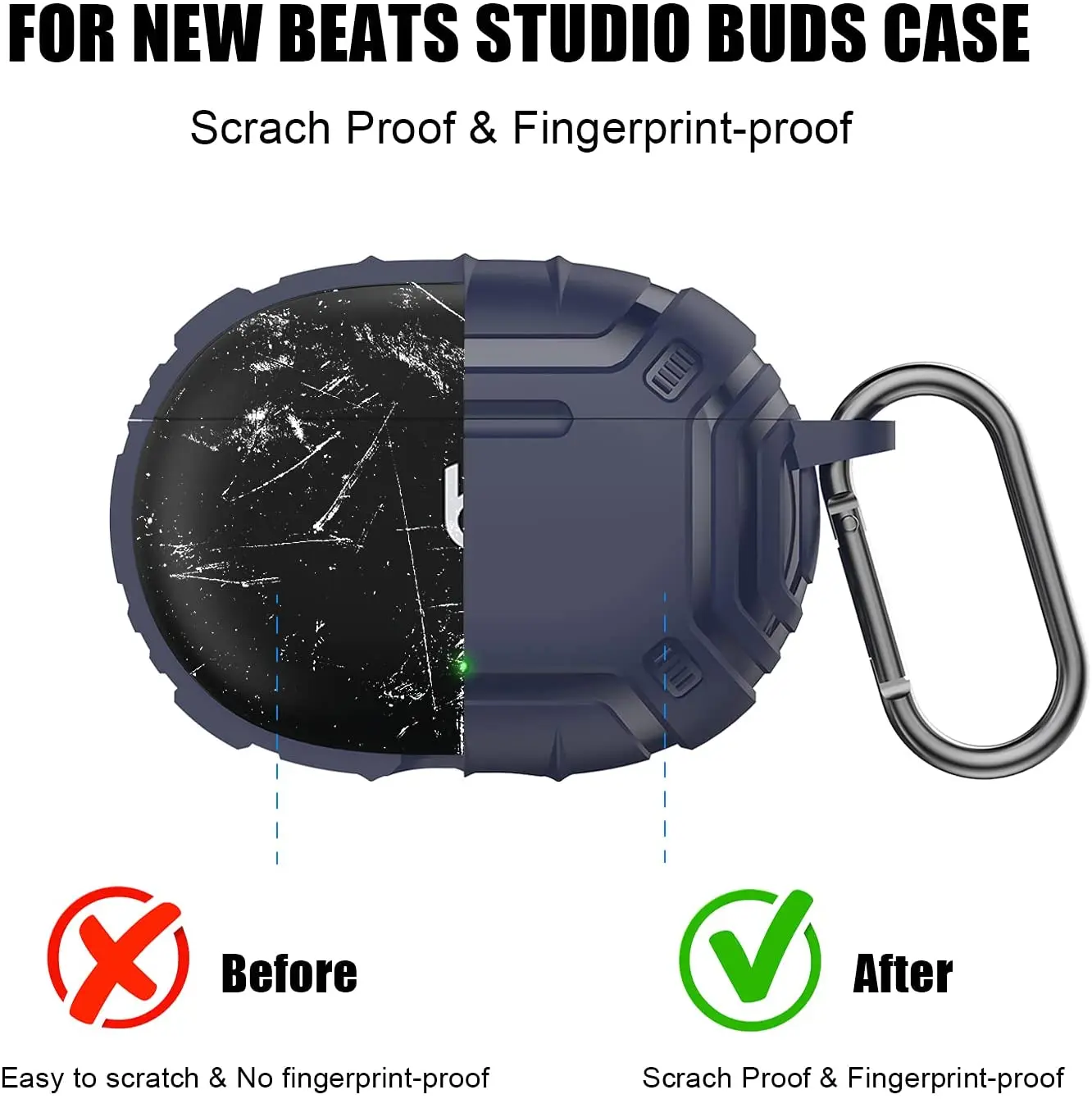 Untuk Beats Studio Bud Casing 2021 Penutup Baru untuk Pria Pelindung Seluruh Tubuh untuk Beats Studio Bud Casing Pengisi Daya dengan Gantungan Kunci,