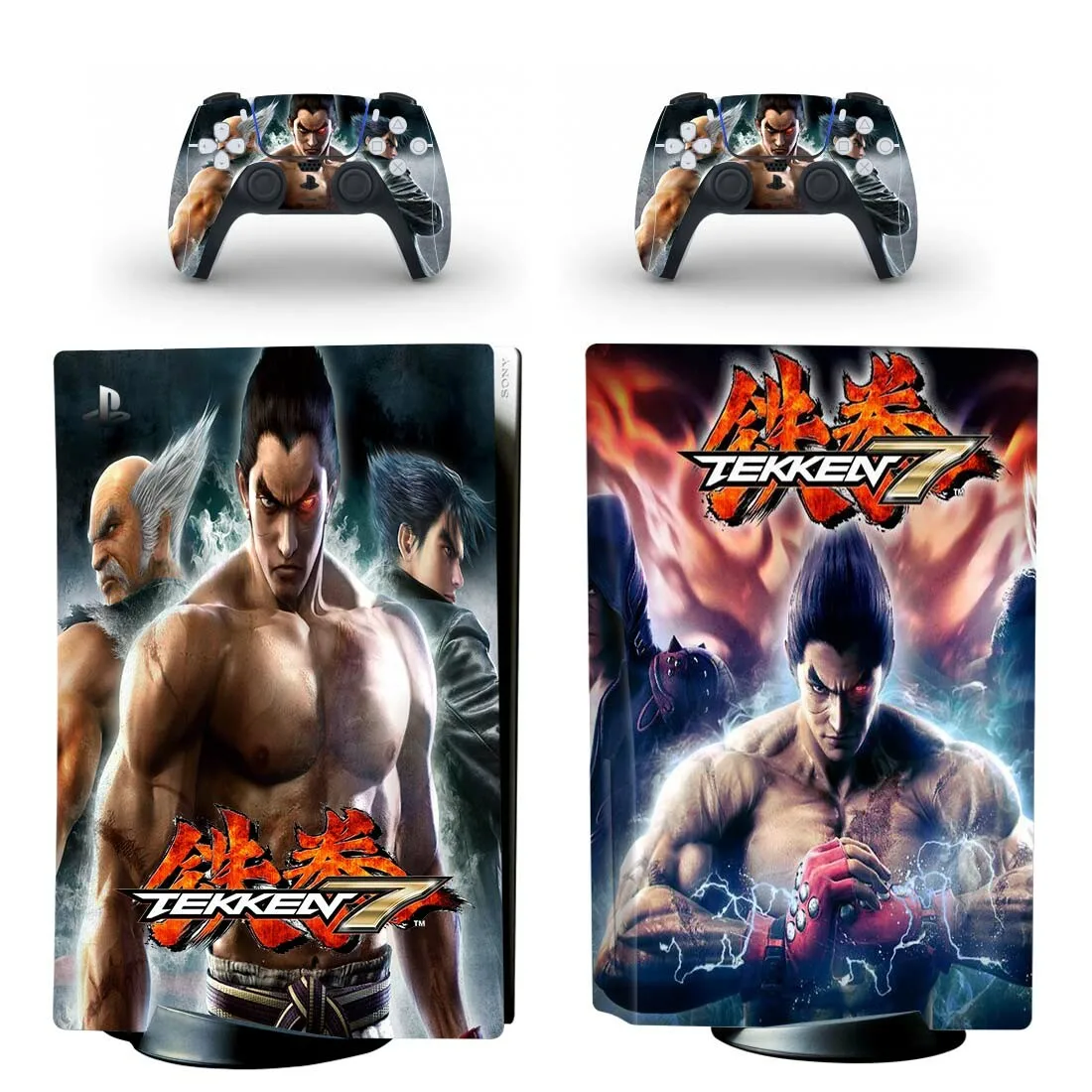 Tekken 7 PS5 إصدار القرص القياسي غطاء لاصق لامع لوحدة التحكم PlayStation 5 وأجهزة التحكم PS5 ملصق جلدي من الفينيل