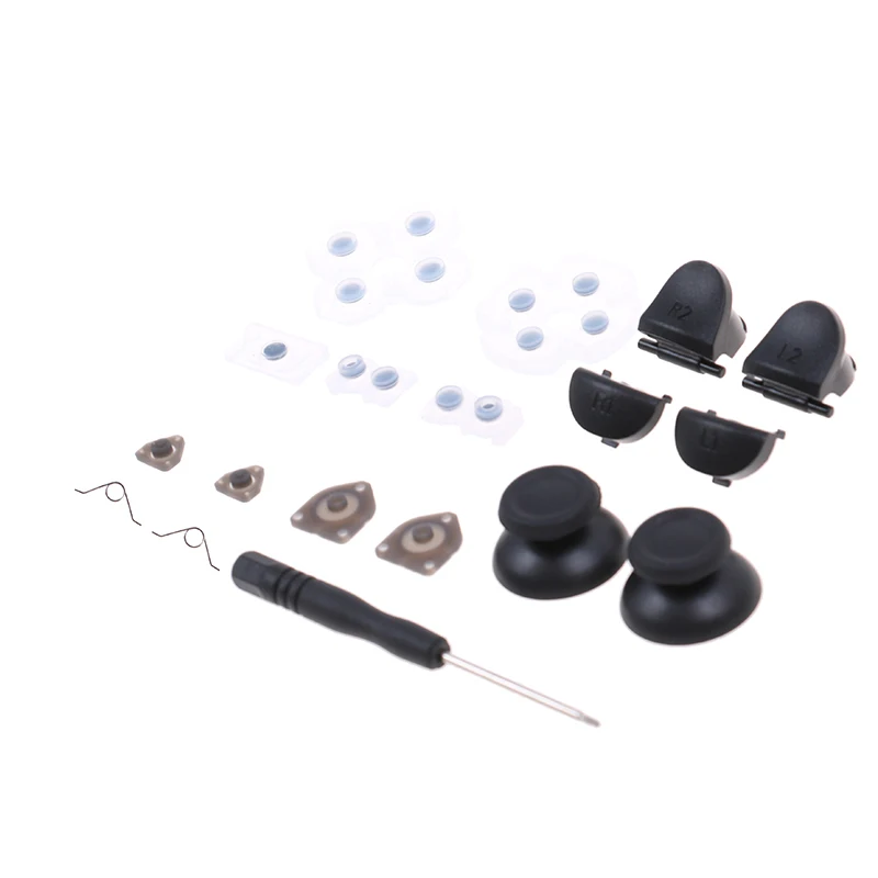 1Set Rubber Button L1 R1 L2 R2 Trigger Buttons Analog Stick + Conductive Rubber Button Repair Parts  for PS4 Slim Controller