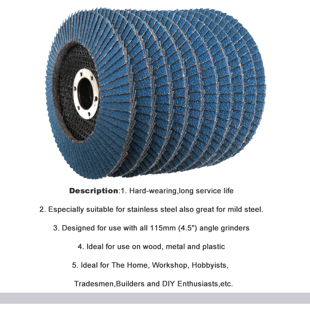Bộ 5 40/60/80/120 Nhám Mài Sập Đĩa 115Mm 4.5 "Máy Mài Góc Chà Nhám Dụng Cụ zirconia Chống Trầy Dụng Cụ Mài
