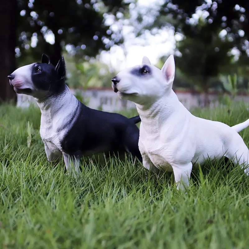 Oenux Classic British Bull Terrier Action Figures Big Pet Dog Model Figurine Collection & Educational Lifelike Cute Toy For Kids