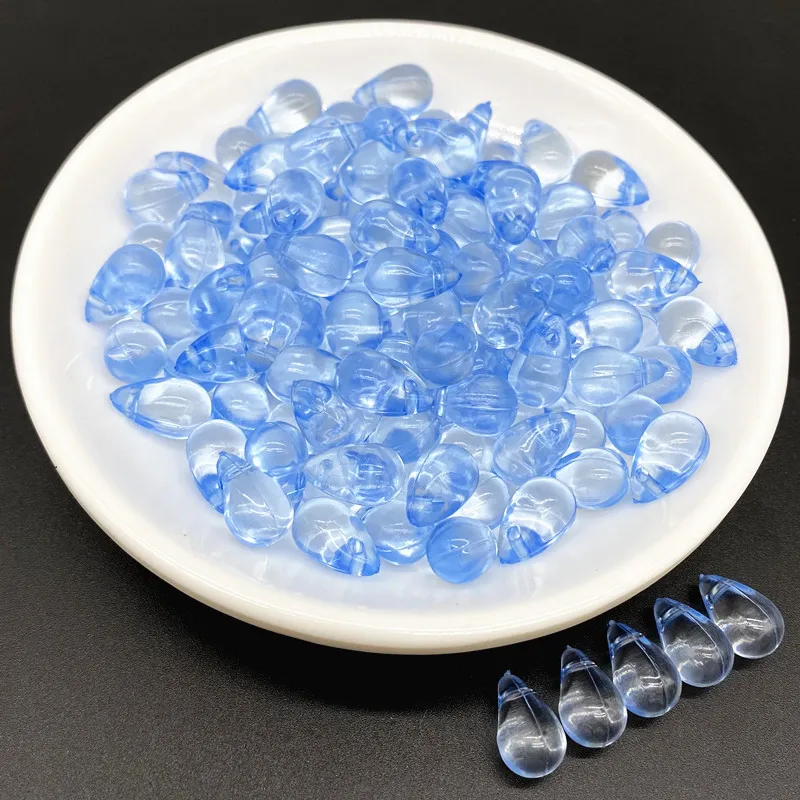 30pcs 8x13mm Transparent Matte Teardrop-Shaped Beads Acrylic Loose Spacer  Jewelry Making Bracelet Pendant Earring DIY