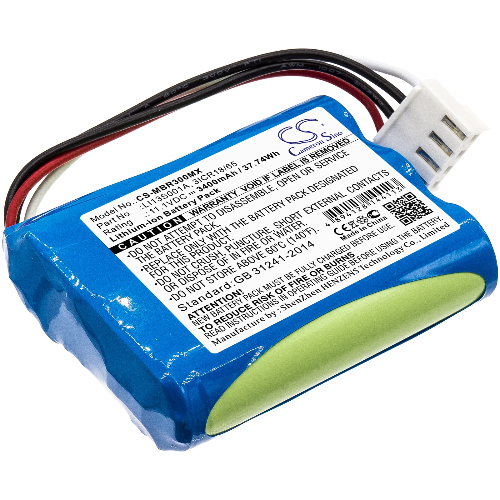 

Аккумулятор для Mindray BeneHeart R3, MEC6, uMEC, uMEC10 022-000122-00 115-037896-00 3ICR18/65 LI13S001A 11,1 В/мА