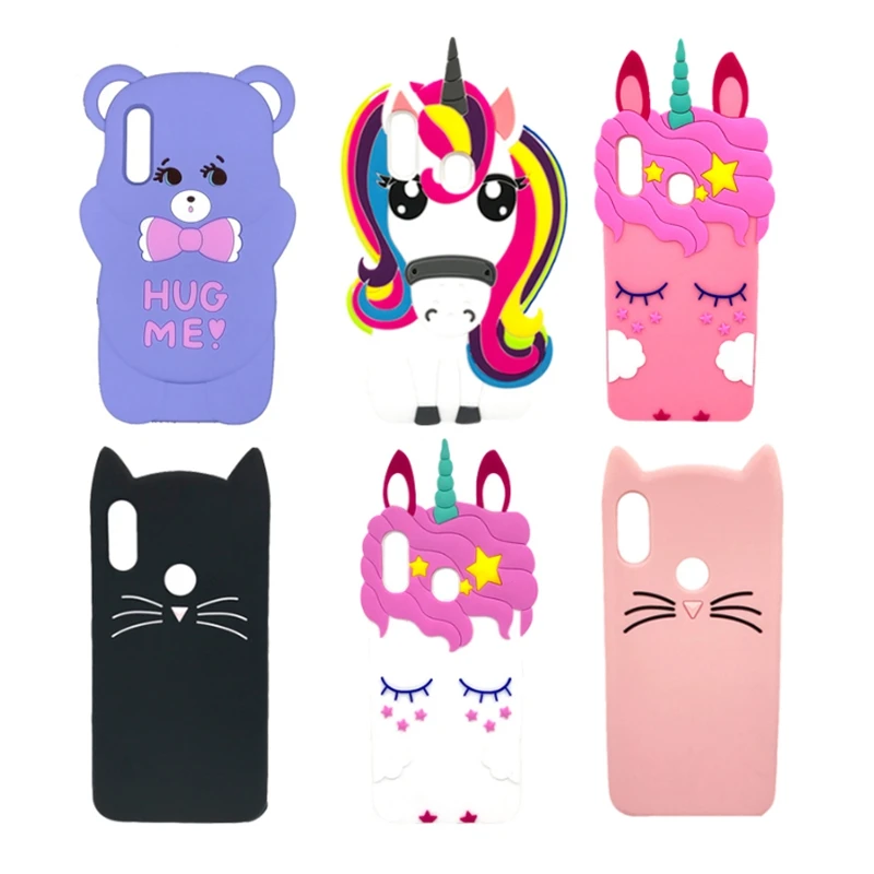 

Cute 3D Cartoon Silicone Back Cover For Samsung Galaxy A50 A30 A20 Case 2019 Pink Unicorn Cat Bear Rabbit Ears Soft Phone Bags