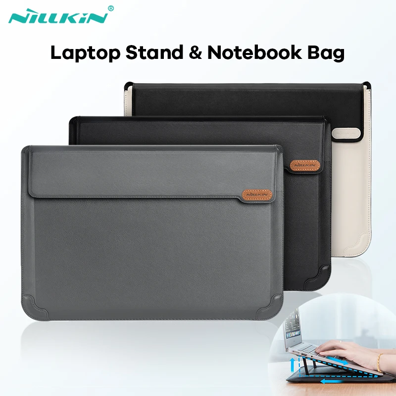 NILLKIN Laptop Bag 15 16 inch PU Leather For Macbook Air ProFor Macbook Pro 15 6 inch Laptop Sleeve Cover With Stand For Xiaomi