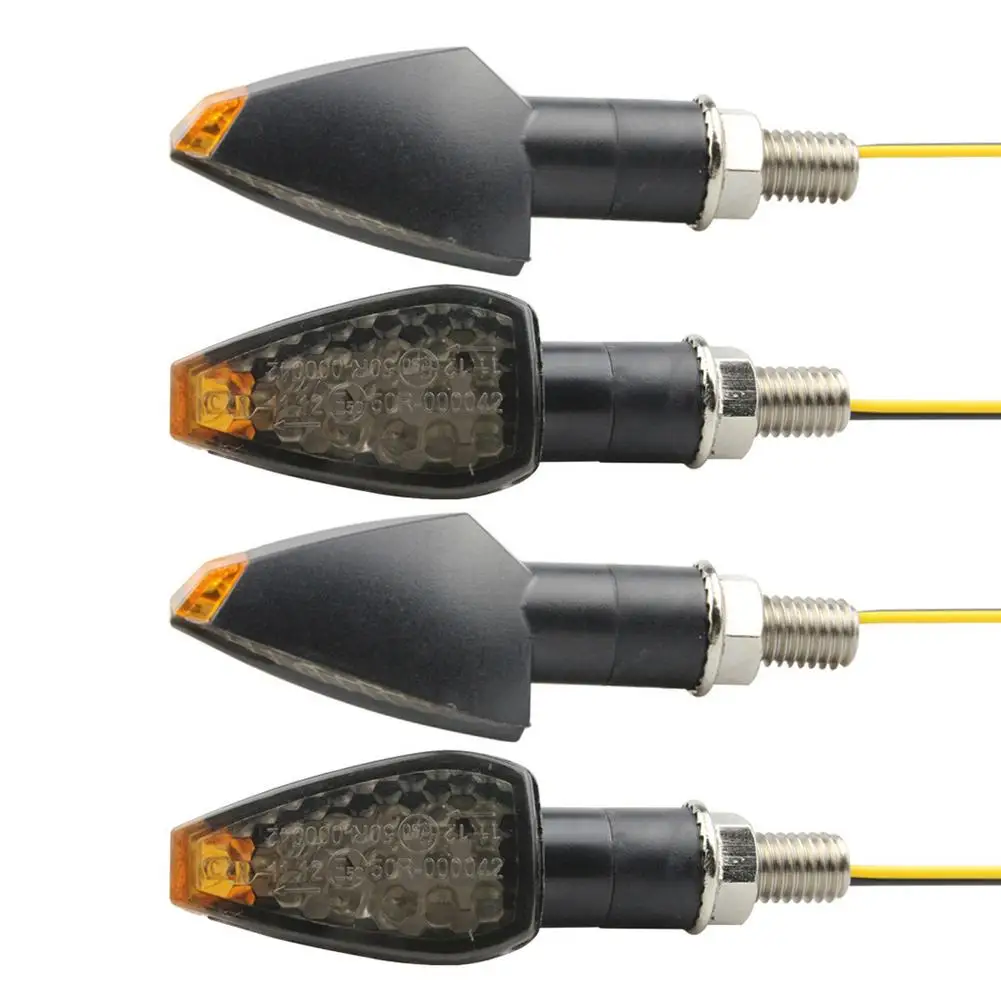 

4pcs Motorcycle Indicators Lights Flowing Turn Signal Light 14 LED 12V 3500k Mini Pole Arrow Light Motorbike Front Tail Light