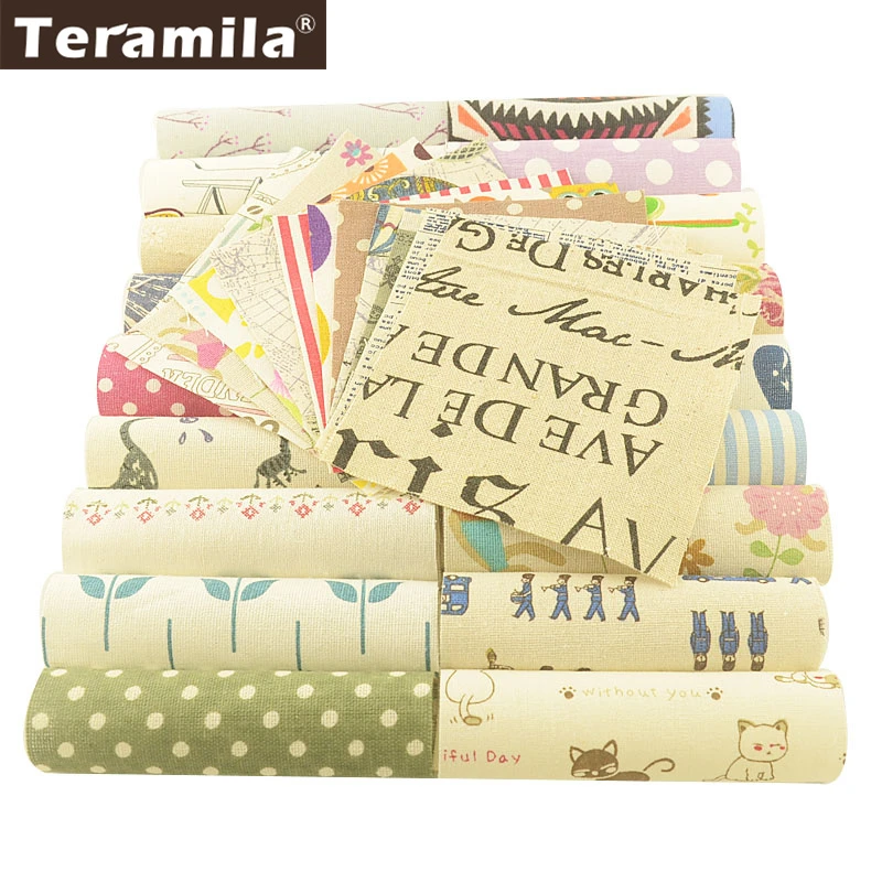 Teramila Tela di Cotone Tessuto di Lino Fabric20 Pcs/Lot 12x12cm Telas Tissus FAI DA TE Fatti A Mano Da Cucire Zakka Cuscino trapunte E Piumoni Borsa Patchwork