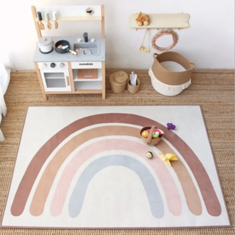 Ins Nordic Regenboog Tapijt Kruipen Mat Zachte Tapijten Voor Slaapkamer Woonkamer Anti-Slip Vloermatten Kinderkamer Tapijt tapijten Slide Mat