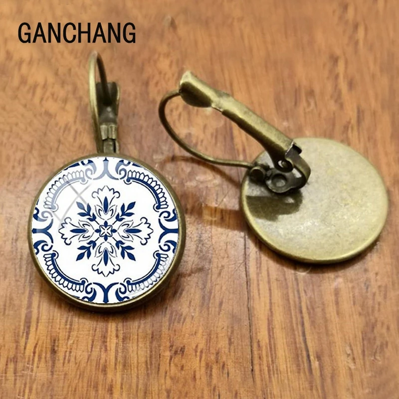 2020 Portuguese Tile Graphic Earrings Mandala Portuguese Flower Earrings Gifts To Women Girls Birthday Temperament Jewelry