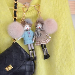 New Real Mink Fur Keychain Bag Pompom Women Girlfriend Gift Purse Charm Key Ring Luxury Car Jewelry Pendant