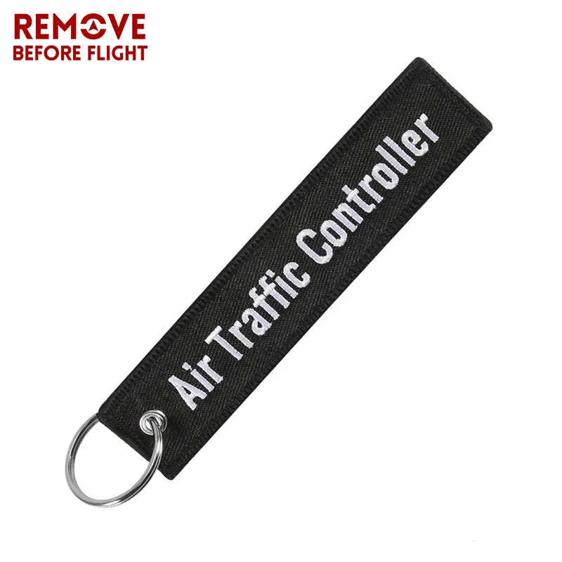 Remove Before Flight Key Chain ATC Air Traffic Controller Key Ring Embroidery Customize Key Chain Cars Motorcycles Keychains Tag