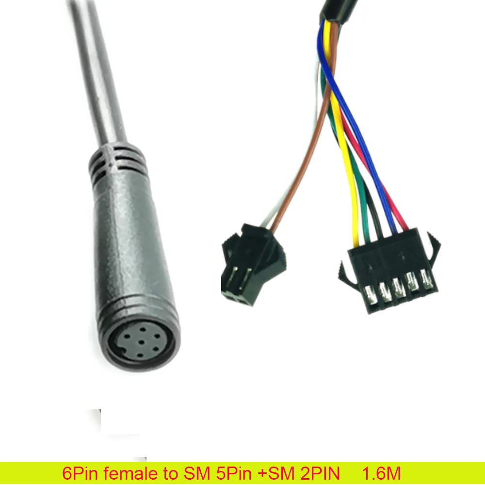 Cables de extensión de 2, 3, 4, 5 y 6 pines, conector a prueba de agua, Mini Base Julet para pantalla de Control de bicicleta eléctrica, macho