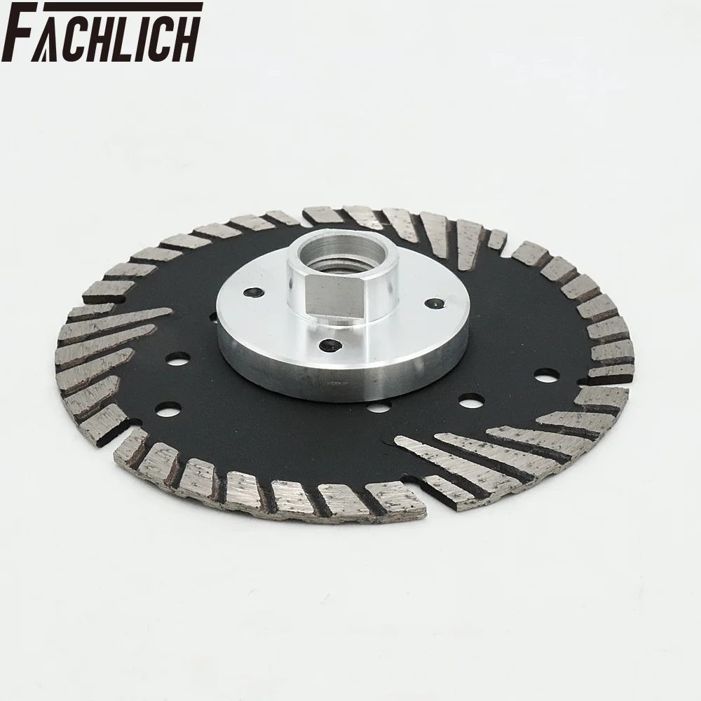 2pcs Dia 4.5"/115mm Concrete Diamond Turbo Saw Blades for Marble Granite Cutting Discs with Slant Protection Teeth M14 thread