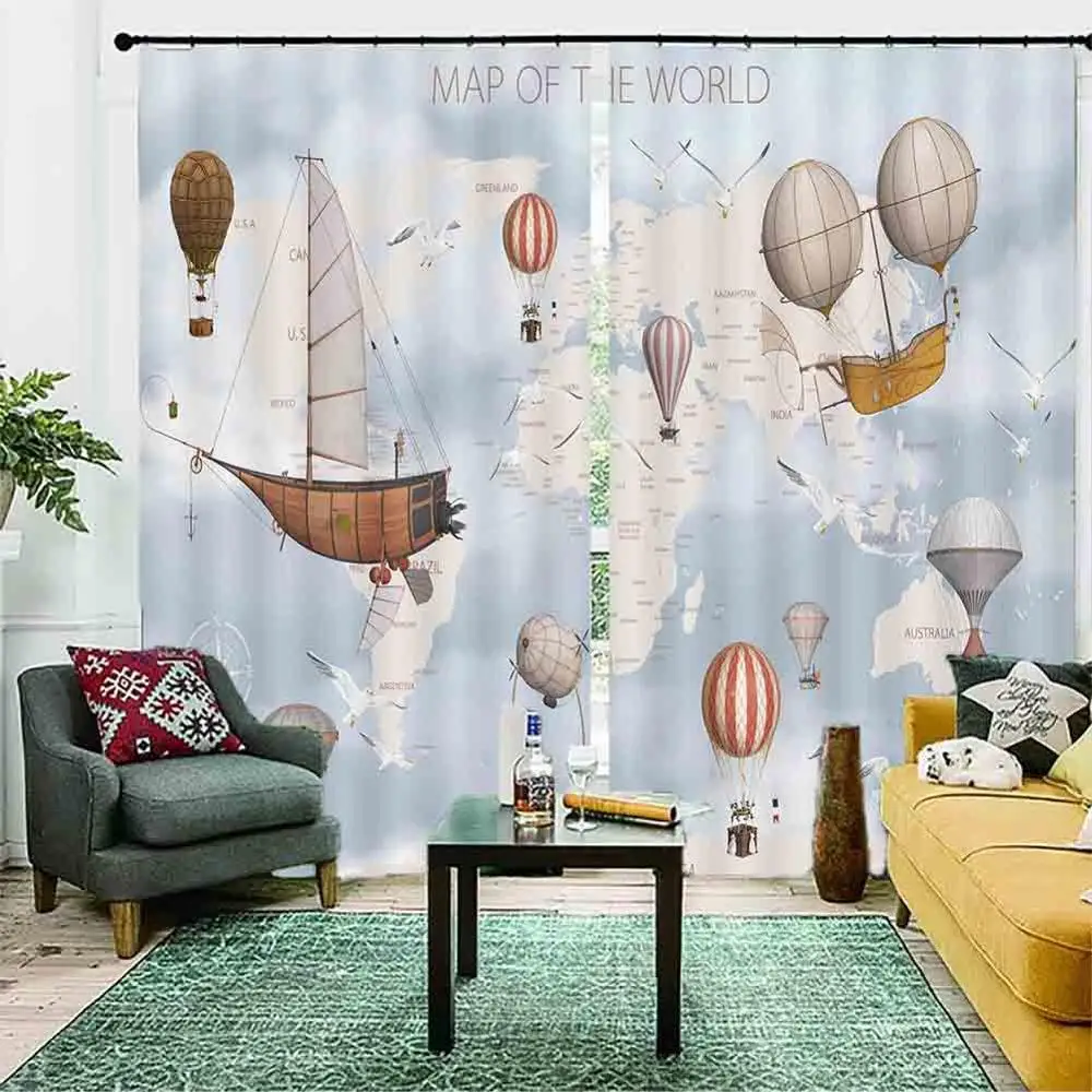 window treatments cartoon animals bedroom living room curtains customize 3D photo curtains