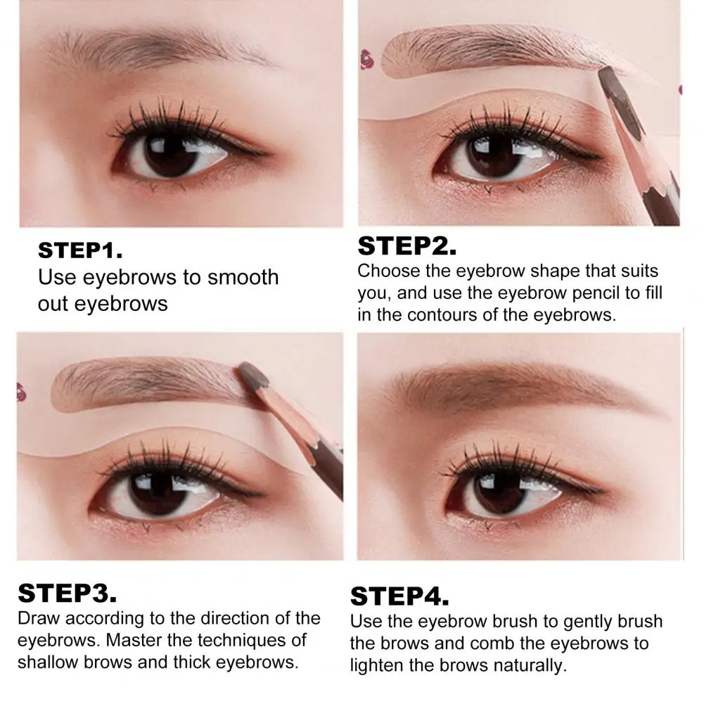 10Pcs Reusable Eyebrow Stencils Shaping Precisely Position Attach Tightly Cost-saving One Step Eyebrow Makeup Template Kit