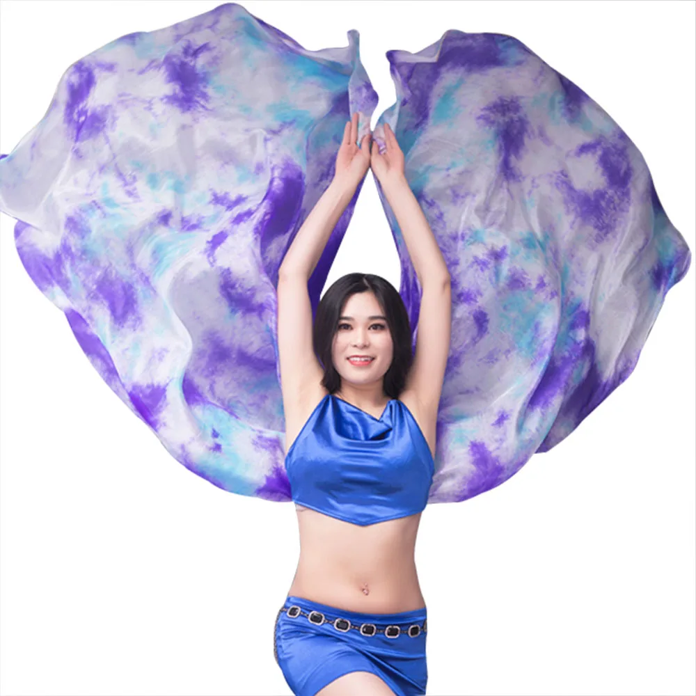 New 100% Veils Light Silk Belly Dance Hand Thrown Scarf Shawl Veil Silk 200cm 250cm 270cm Kids Adults Stage Performance 13 Color