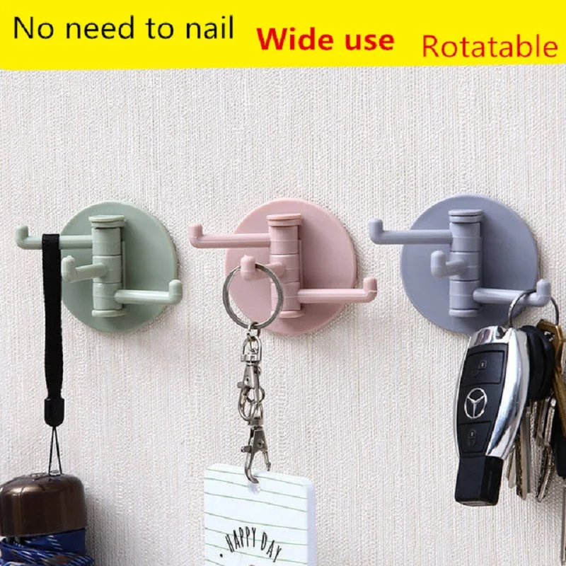 Selling  Solid Color Free Punching Door Without Trace Nail Small Hook Clothes Hook Mounted Wall Hook Wall Hooks Decorative