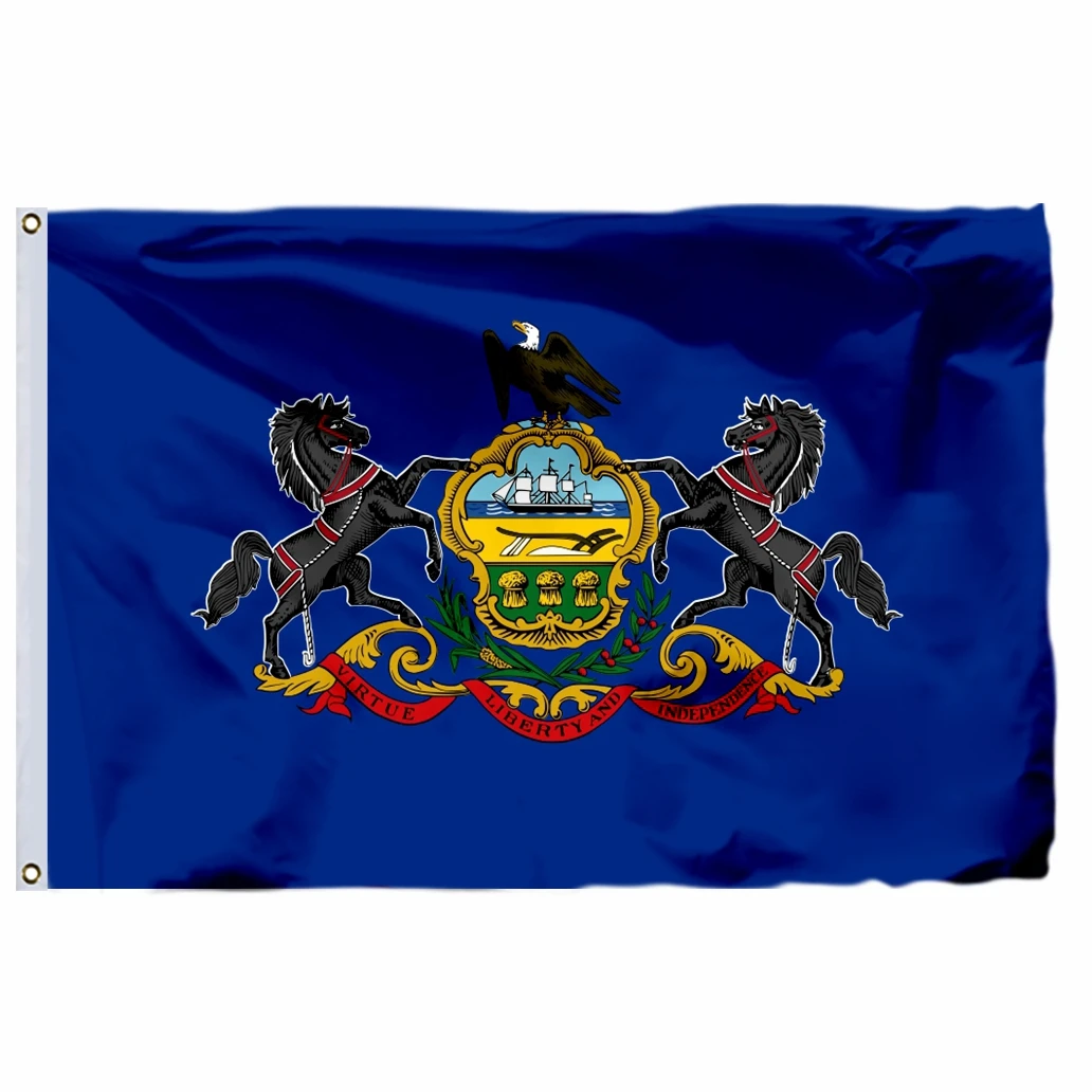 Флаг США Пенсильвания 3x5 футов, США 21x14 см, сшитый высококачественный баннер с двойной строчкой в США, 90x150 см для украшения дома в США