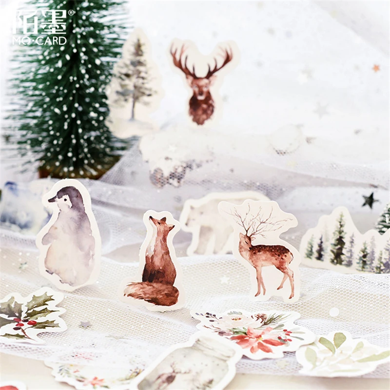 46 Pcs/Box Forest Mist Sticker Decoration DIY Scrapbooking Sticker Stationery Kawaii Handbook Notes Decorative Stickers