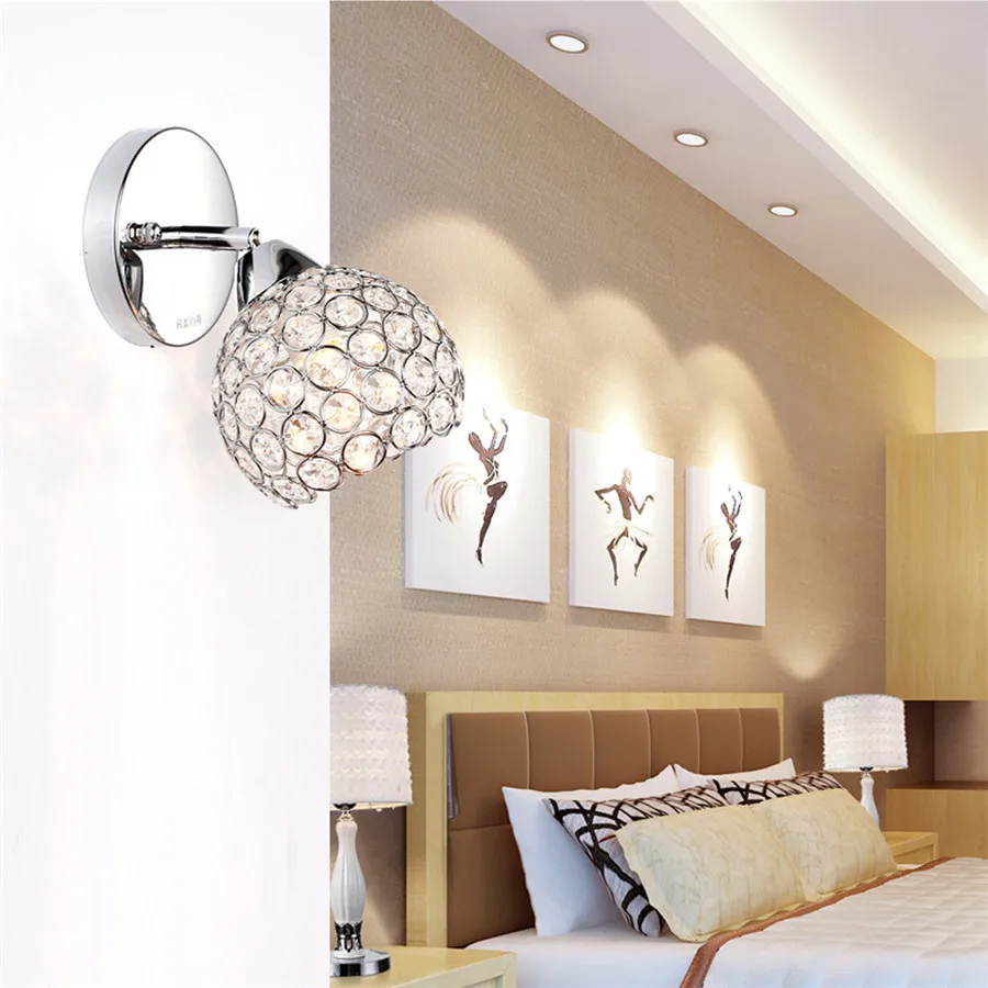 Retro Luxury Crystal Bedside Wall Light Fixture for Living Room Corridor Balcony Aisle Stair Wall Lamp Sconce Home Decor Ligting