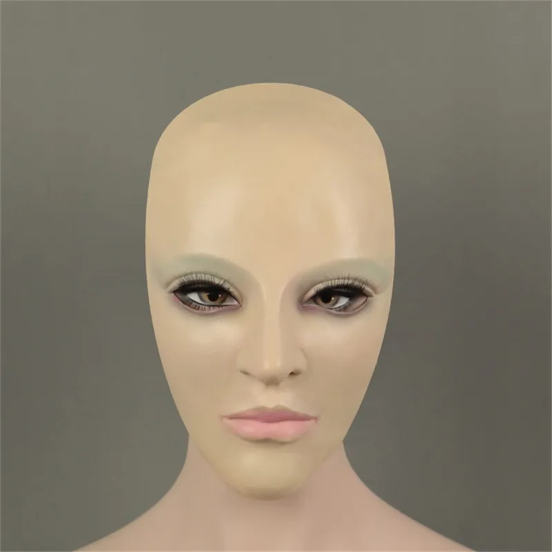 New Transgender Soft Shy Girl Sexy Style Latex Full Face Mask Male to Female Cosplay Costumes for Crossdresser shemale Mask