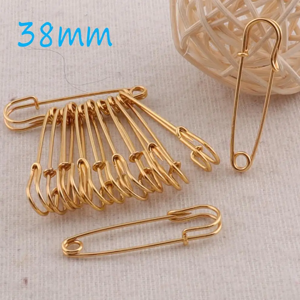 50 PCS Gold Safety Pins 38mm Craft Safety Pin Brooch Stitch Markers Safety Pins Loops Charms Jewelry Tag Fasteners,Safety Pins