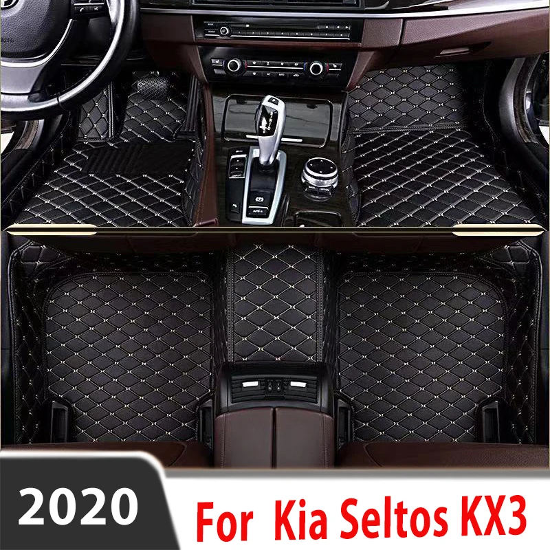 

Автомобильные коврики для Kia Seltos KX3 2020, автомобильный Стайлинг, водонепроницаемые декоративные кожаные коврики, аксессуары для интерьера, подставки для ног