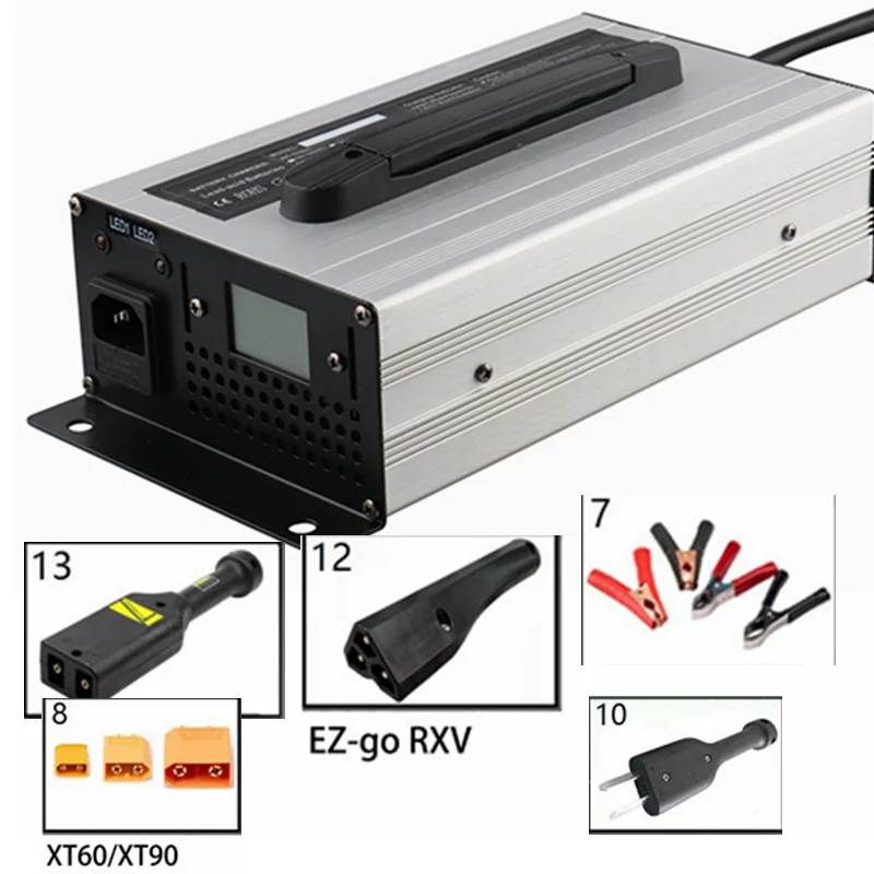 1200W 12V 40A 24V 30A 36V 25A 48V 20A 60V 15A Lead Acid Battery Charger 48 Volt Golf Cart Club Car Forklift EZGO TXT RXV Charger