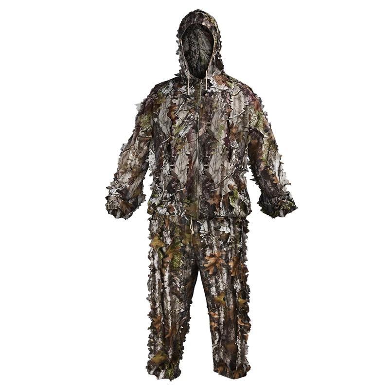 Outdoor Maple Leaf Ghillie Suits Hunting Woodland Disguise Uniform Cs Training Clothing Hunting Ghillie Suit Pants Hooded Jacket