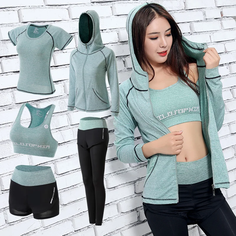 Neue mode frauen yoga set 2/3/4/5PCS frauen sport-laufende kleidung set quick dry fitness gym sport kleidung