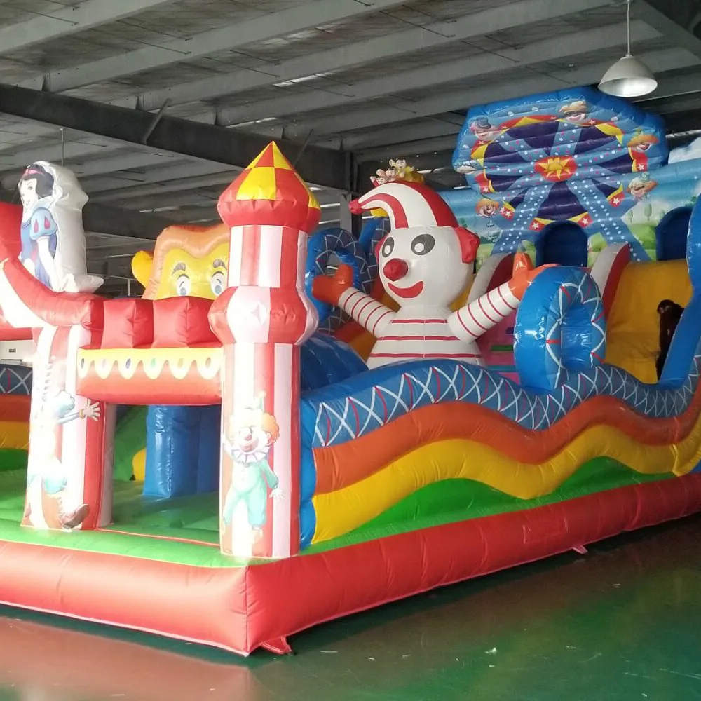 inflatable slide with castle for kids in amusement park Clown Inflatable Slide Inflatable Slide And Trampoline