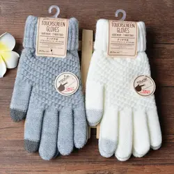 Frauen Männer Winter Handschuh Touchscreen Handschuhe Herbst Herbst Warm Halten Häkeln Gestrickte Volle Finger Fäustlinge Guantes Weibliche Paar