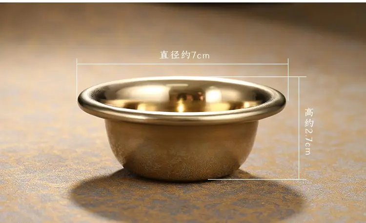 Water Supply Cup Brass Smooth Seven Bowls for Buddha Eight Purification 7cm1pcs