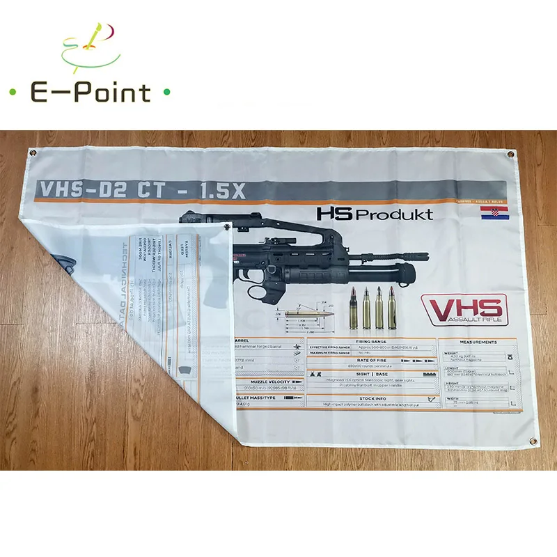 VHS-D2 CT - 1.5X Gun Flag 3ft*5ft (90*150cm) Size Christmas Decorations for Home Banner Indoor Outdoor Decor M130