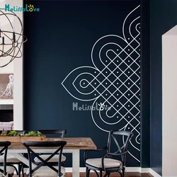 Kolam in Half Mandala Decal Folk Indian Removable Vinyl Wall Sticker Living Room Bedroom Home Decor Yoga Studio BD957