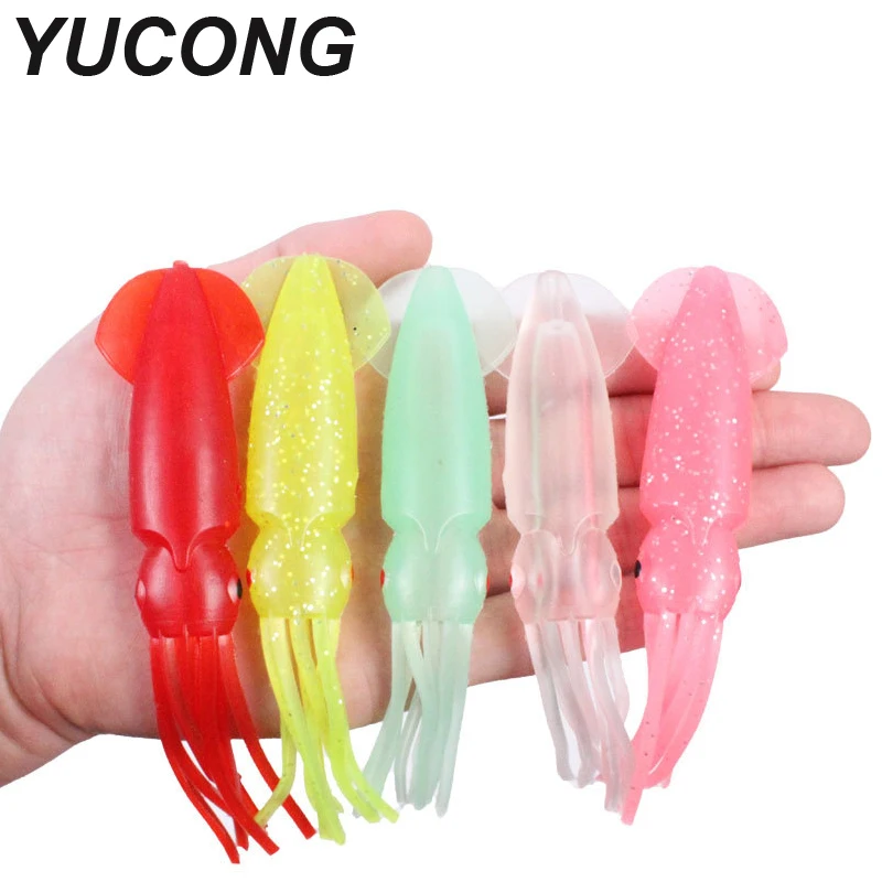 YUCONG 1PC Soft Squid Bait 12.5cm-10g Silicone Octopus Fishing Lure Rubber Skirt Swimbait Vivid Bass Wobbler Weedless Isca Pesca