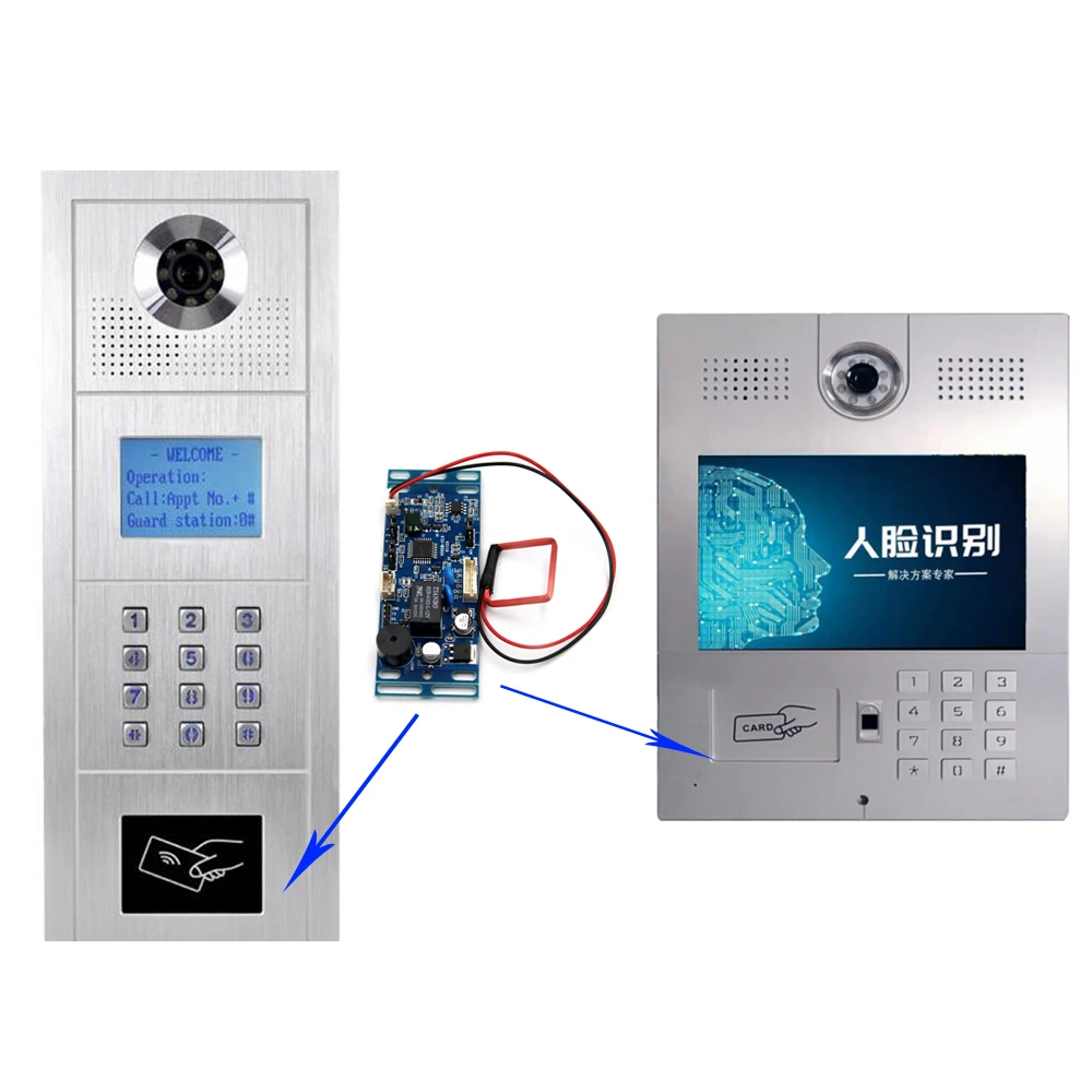 2500 users RFID Embedded PCB Board Door Access Control Intercom Access Control Lift Control With 2pcs Mother Card 10pc Keyfob