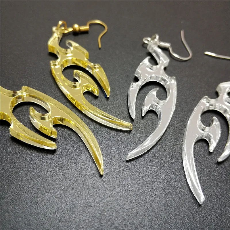 KUGUYS Blade of Lucky Acrylic Earrings for Women Vintage Mirror Gold Silver Color Fashion Jewelry Unique Accessories
