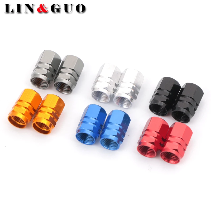 2pcs/lot universal aluminum hexgon style auto car tyre valve caps motorcycle bicycle wheel tire valve cap