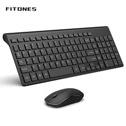 Wireless keyboard and mouse Rechargeable Full-size 2400 DPI  Ergonomic design，American layout, Spanish layout, black and silver