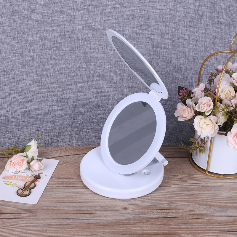 Trị-Gấp Gọn LED Gương Trang Điểm 5X Phóng Đại Mỹ Phẩm Có Gương USB HD Vanity Gương Đựng Mỹ Phẩm Dụng Cụ Đèn LED Để Bàn USB Sạc