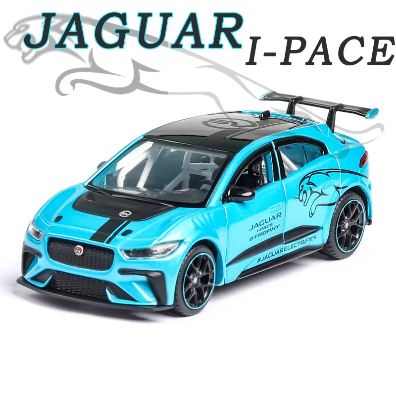 

Масштаб 1/36 Jaguar I-PACE Racing, литой под давлением сплав, автомобиль с откатным механизмом, коллекционные игрушки, подарки для детей