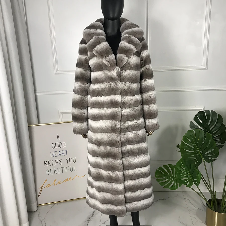 CNEGOVIK-Veste Longue en Fourrure de Lapin Rex pour Femme, Manteau d'Hiver, Vêtements d'Extérieur Chauds, Nouvelle Mode, Expédition Rapide