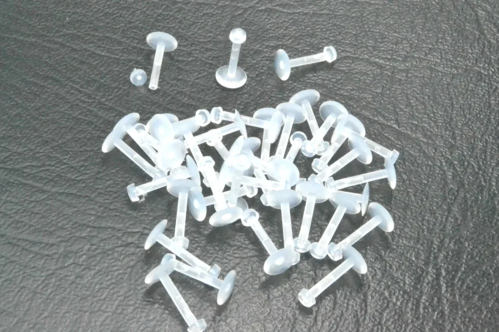 50 Stück Körperpiercing - UV-flexibler Retainer, transparenter flacher Lippen-Labret-Ring, Push-In-Ohr-Helix-Stab, Lippenpiercing 16gx8/10mm – Detail 5