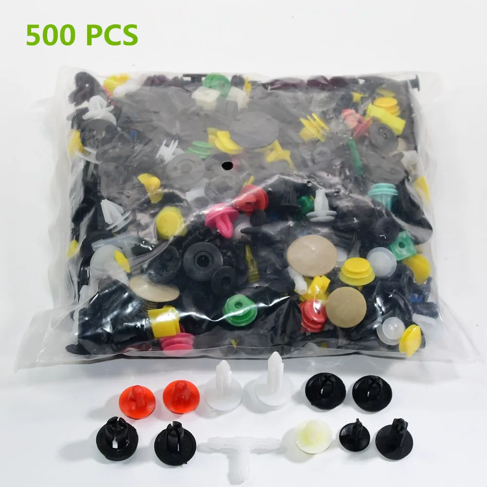 200-500 peças rebites de pino de carro kit de plástico clipes retentores de carro com ferramenta e removedor para honda/ford/chrysler/gm/toyota clipes automáticos