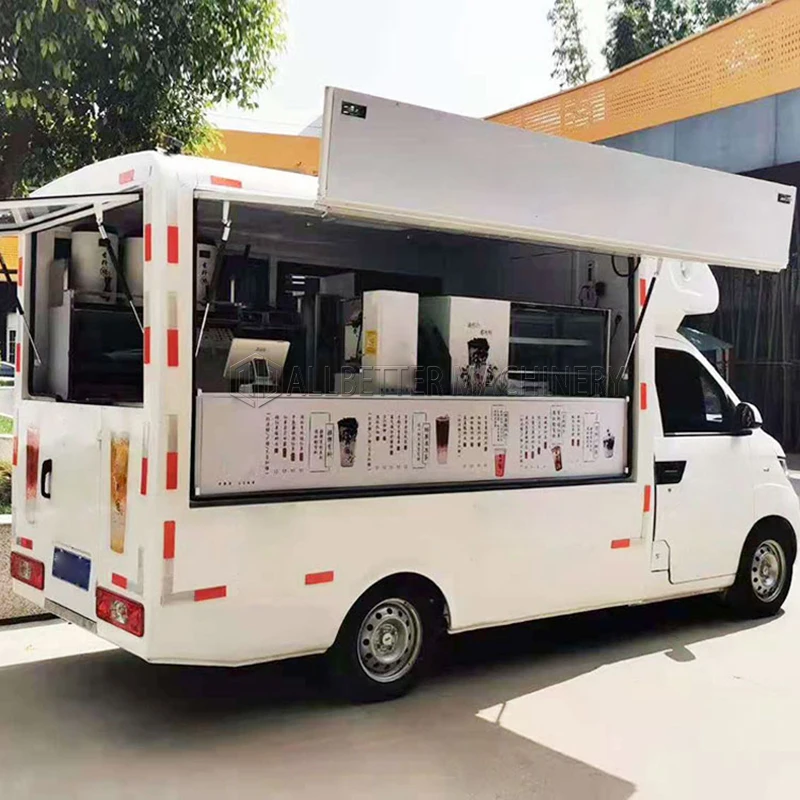 Allbetter Grill Cart Fully Equipped Ice Cream Coffee Van Mobile Kitchen Restaurant Electric Mobile Fast Food Truck for Sale USA
