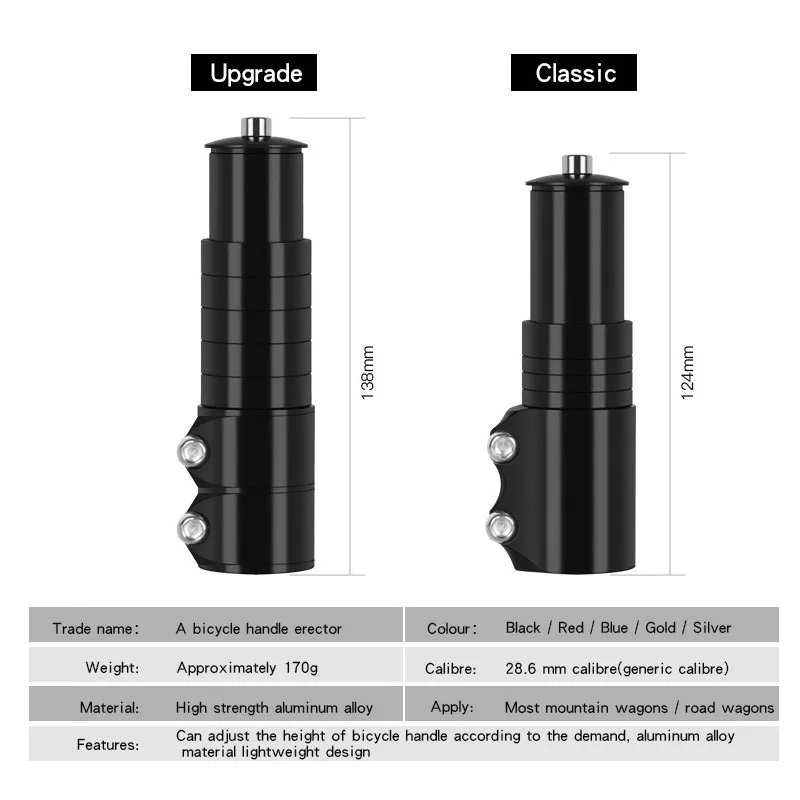 12/13cm Bicycle Handlebar Extender Bike Stem Increased MTB Bike Fork Stem Rise Up Extension Adapter Bicycle Parts Accessories - Image 4