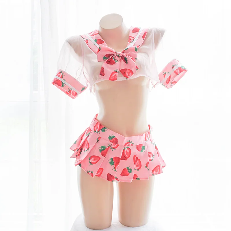 Nhật Bản Thủy Thủ Gái Lolita Dâu Gợi Tình Trang Phục Hóa Trang Nữ Sinh Đồng Nhất Bộ Trang Phục Gợi Cảm Kawaii Bộ Đồ Lót Ren Quần Lót